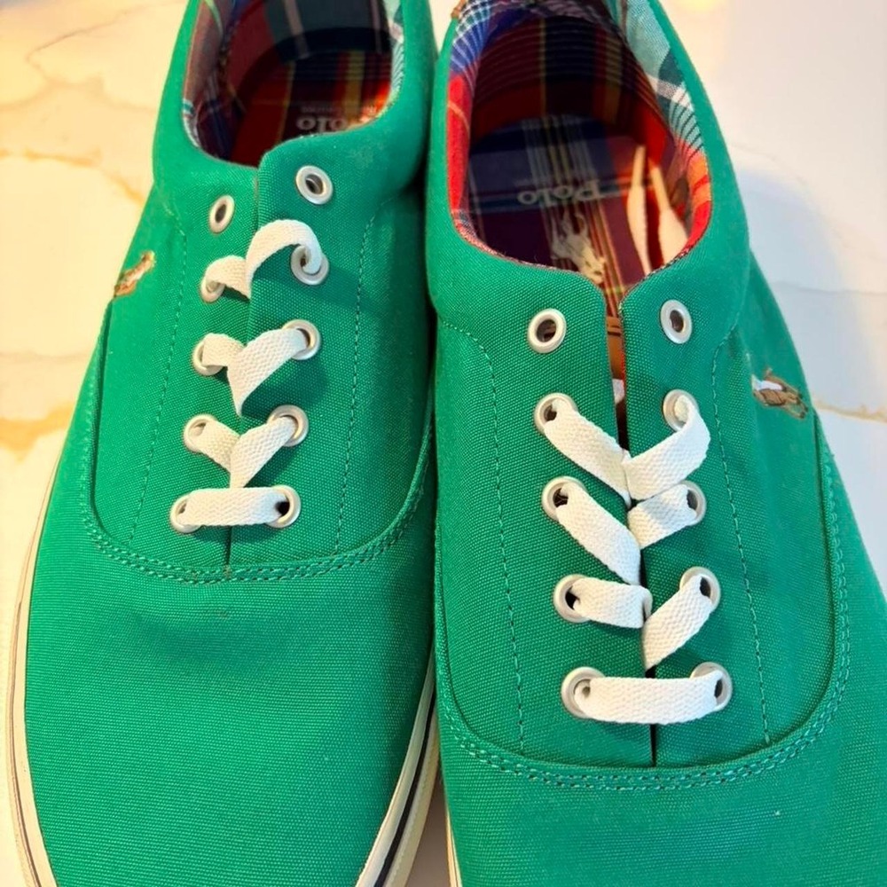 Ralph Lauren green canvas sneakers'